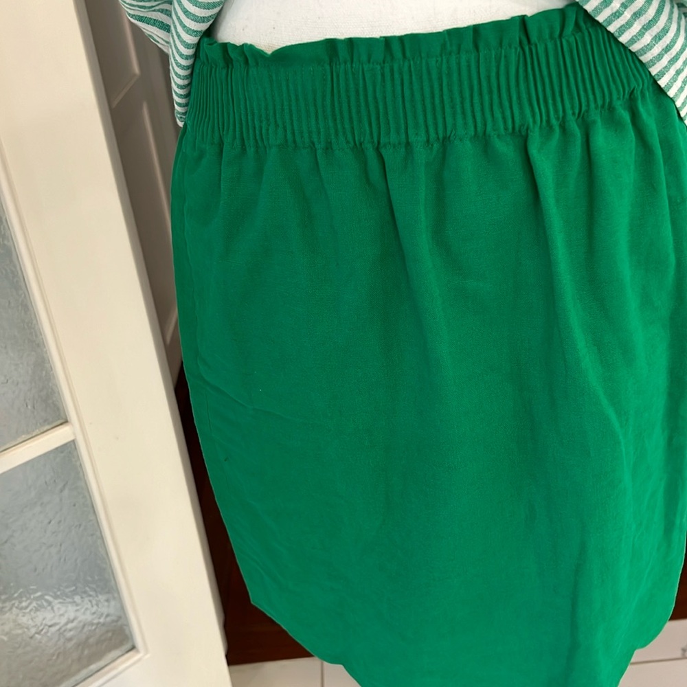 COPY - j crew green linen scallop edge skirt with pockets and fully lined,elast…